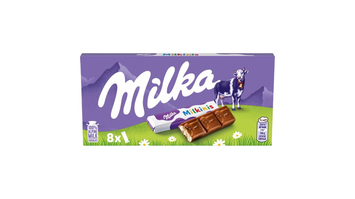 Milka Milkinis tyčinky z mléčné čokolády z alpského mléka s mléčnou náplní 87.5 g