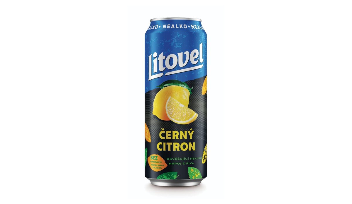 Litovel Černý citron nealko plech 0,5 l