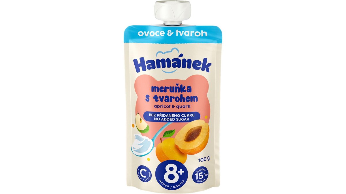 Hamánek Ovocná kapsička s meruňkou, tvarohem 100 g