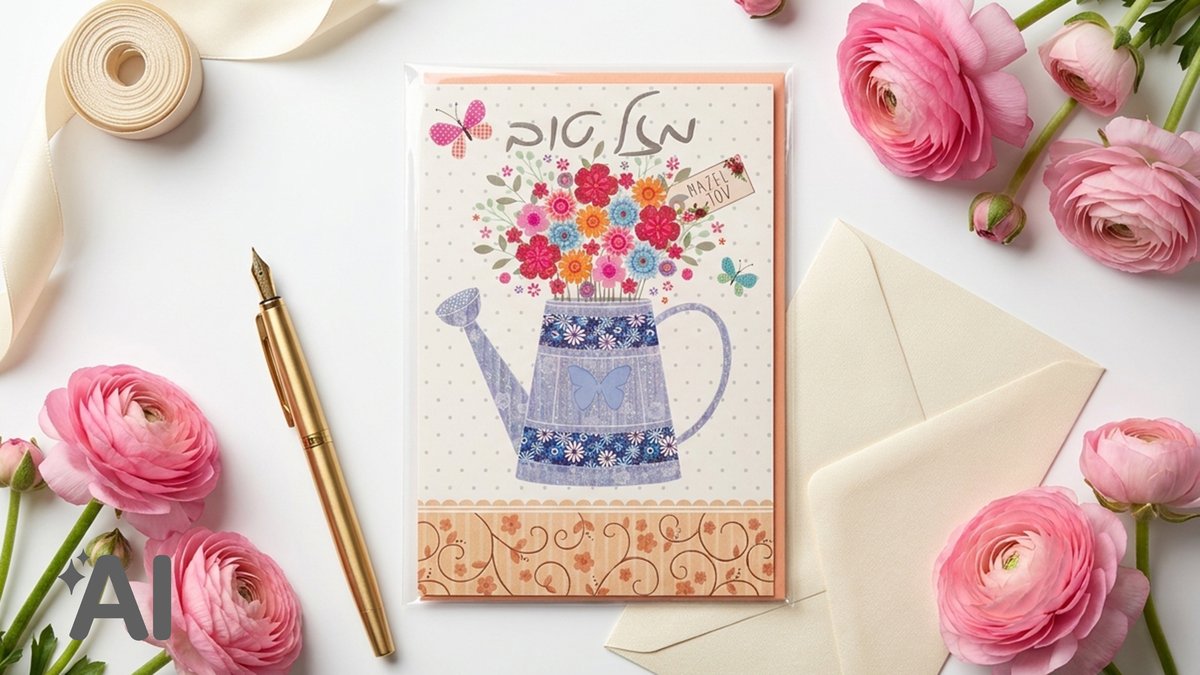כרטיס ברכה+מעטפה | מזל טוב