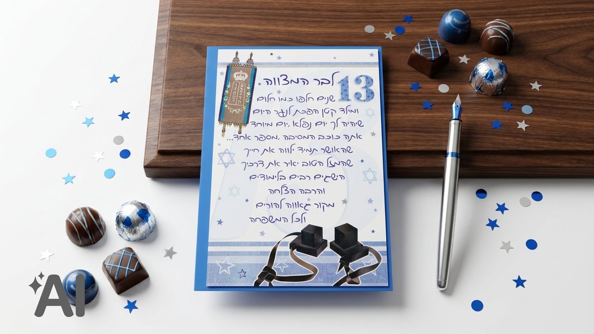 כרטיס ברכה+מעטפה | לבר המצווה