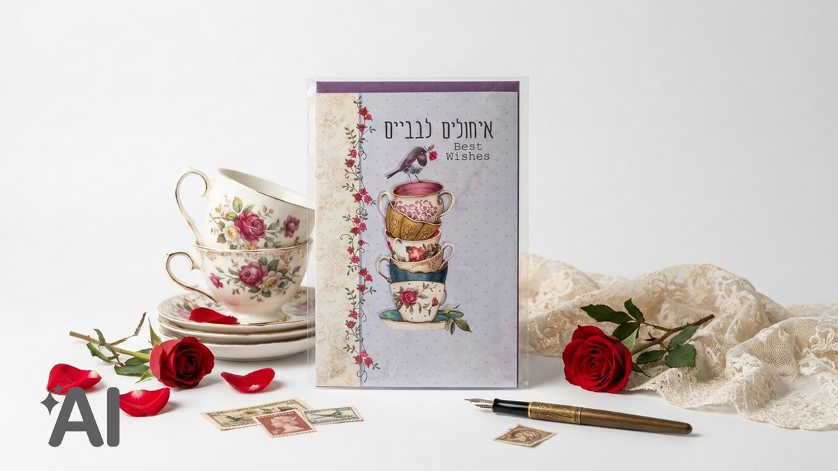 כרטיס ברכה+מעטפה | איחולים לבביים