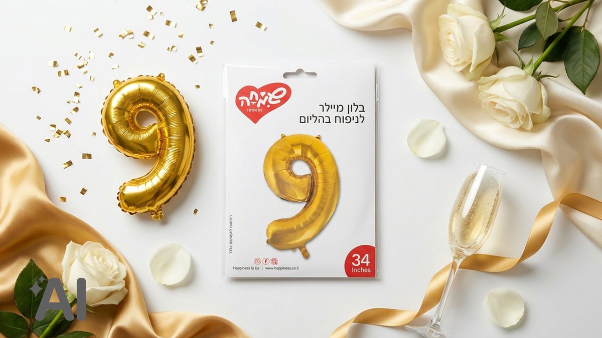 בלוני מספרים ללא הליום זהב-9