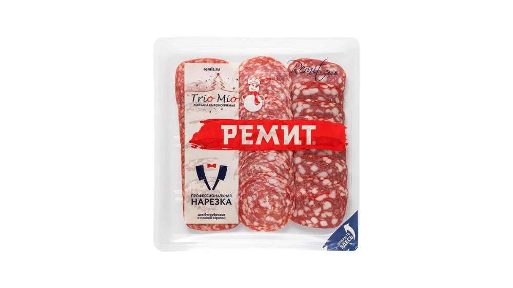 Нарезка РЕМИТ Trio Mio Колбаса ассорти с/к 100г в/у