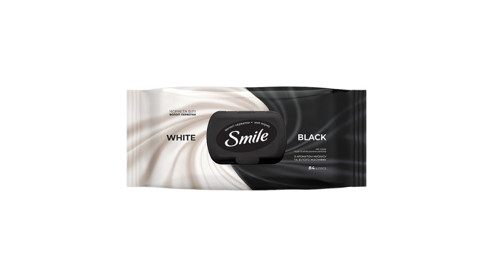 Салфетки SMILE Влажные Черные и белые 84шт м/у