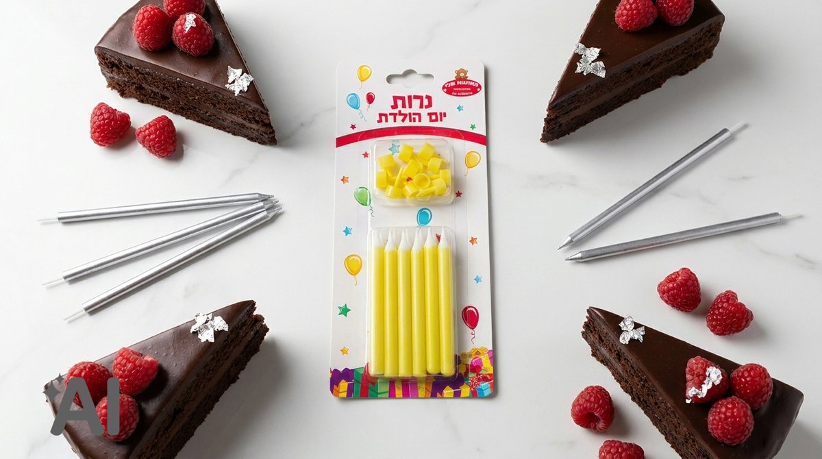 נרות יום הולדת בצבע צהוב
