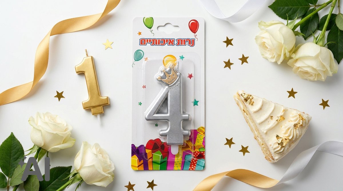 נר עם כתר ספרה 4  |  כסף