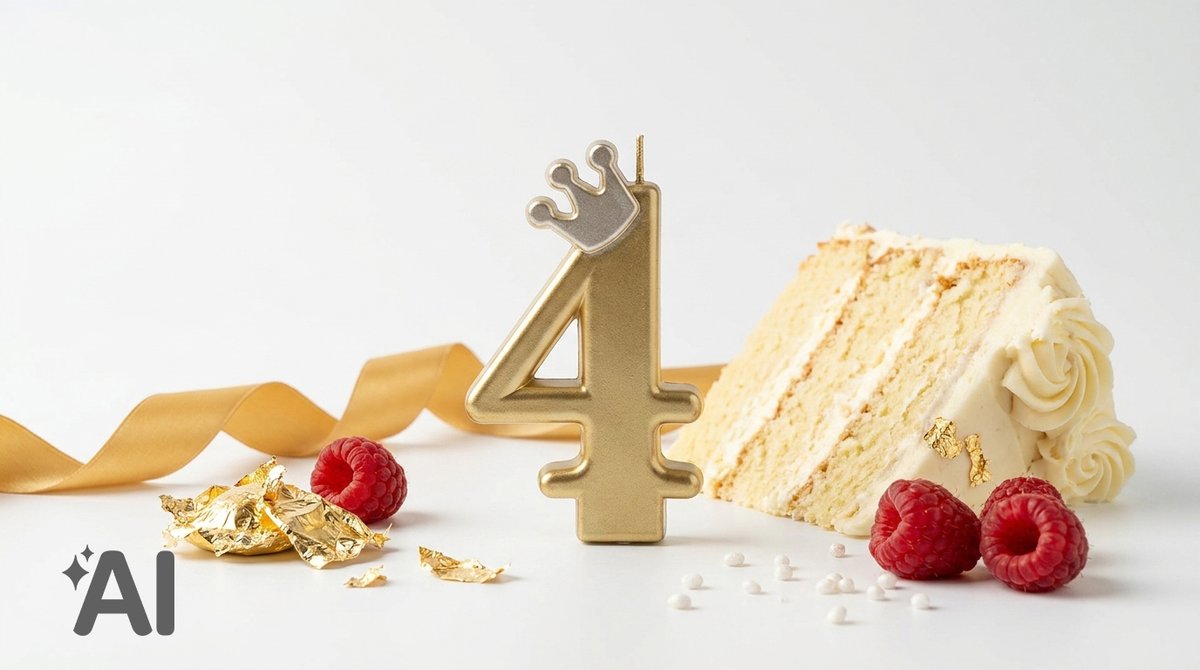נר עם כתר ספרה 4 |  זהב