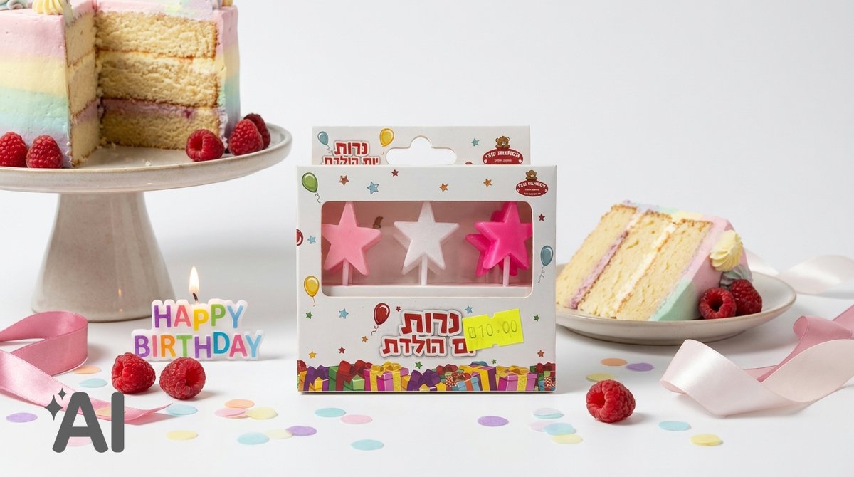 נרות יום הולדת בצורת כוכבים-ורוד