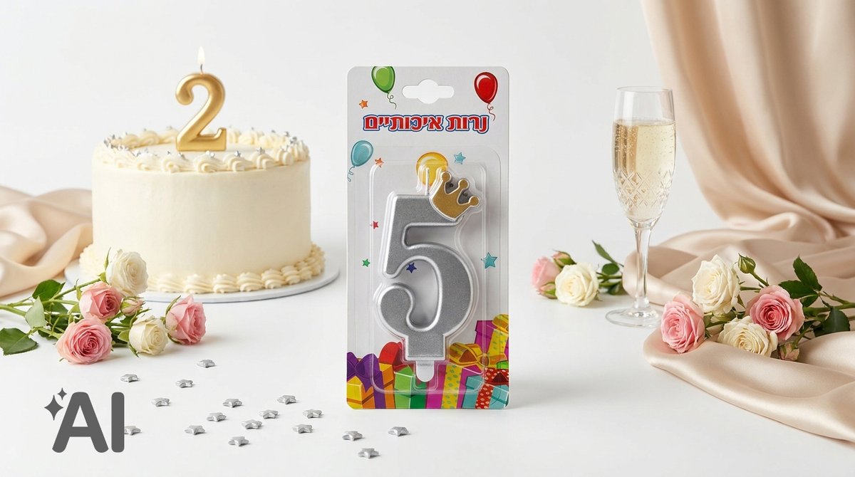 נר עם כתר ספרה 5  |  כסף