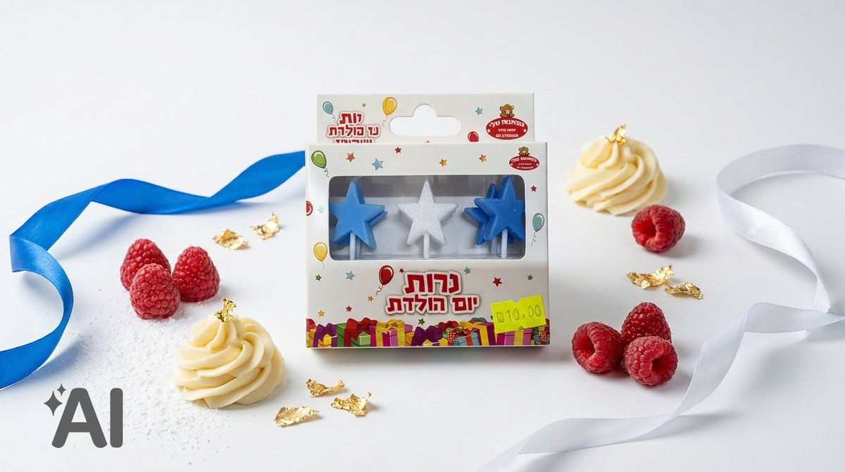 נרות יום הולדת בצורת כוכבים-כחול