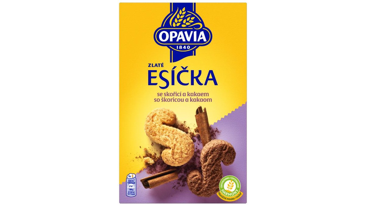 Opavia Esíčka Skořicové a kakaové Sušenky Balení 220 g