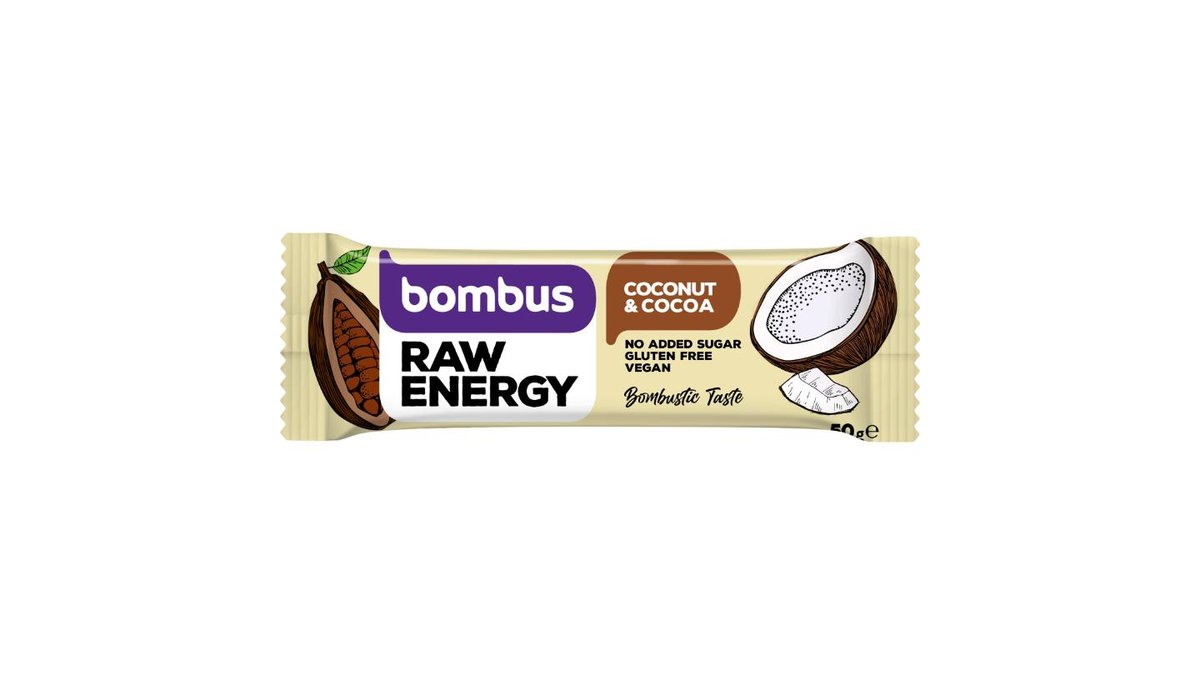 bombus Raw Energy Coconut & cocoa ovocná tyčinka 50g