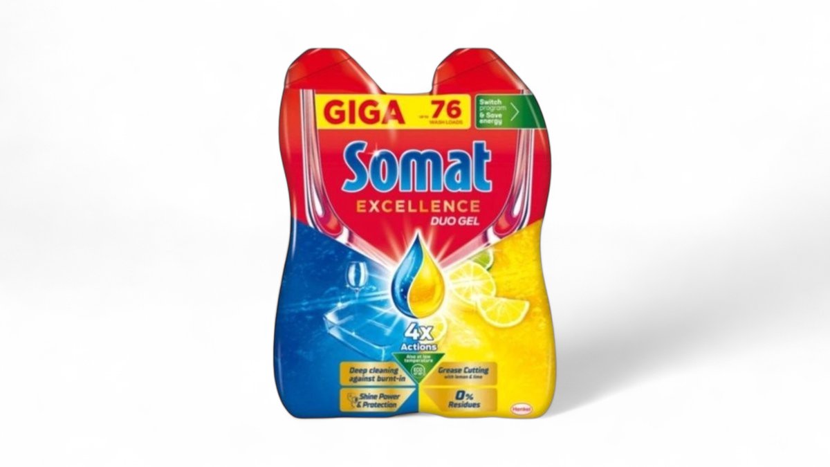 Somat Excellence Duo Gel za mašinsko pranje posuđa, 2 x 835 ml, 1,368 l
