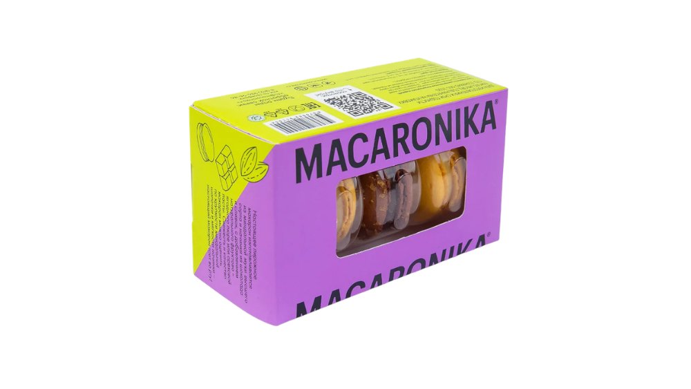 Набор MACARONIKA Пирожные макарон Манго маракуйя банановая меренга и сникерс 48г
