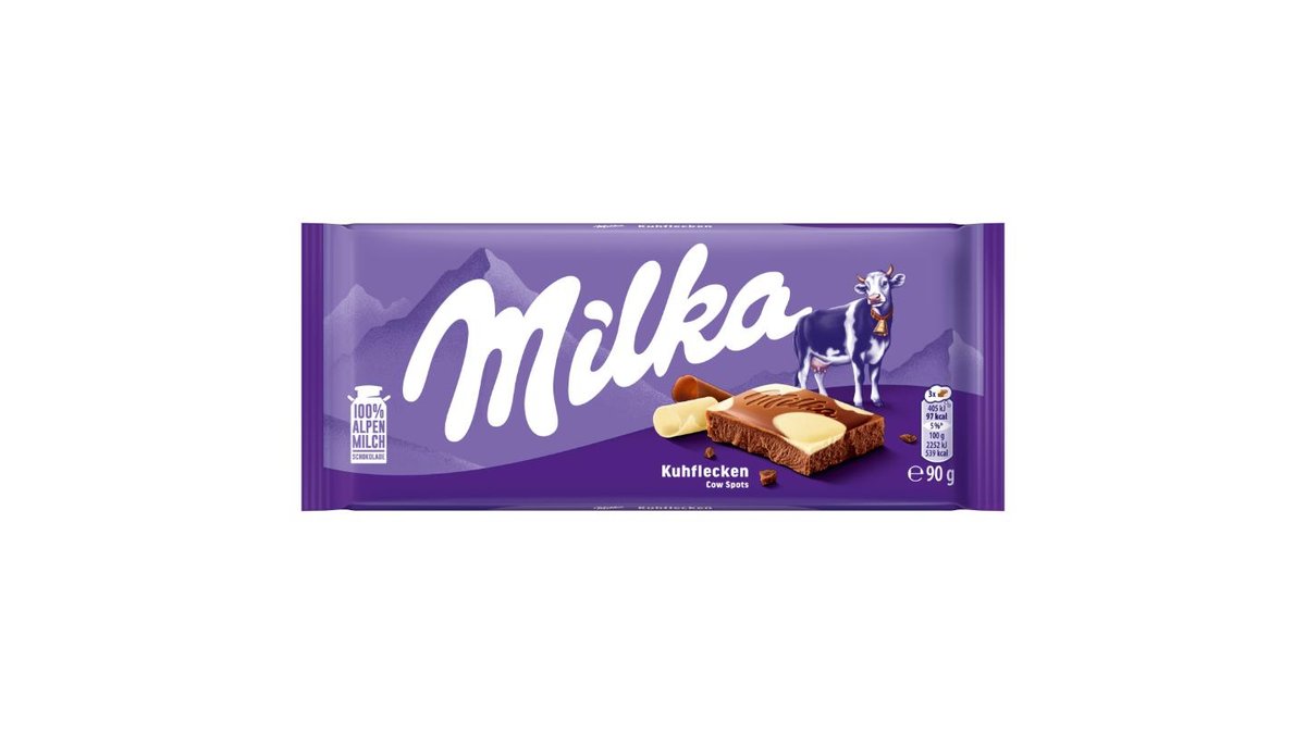 Milka Happy Cows mléčná čokoláda z alpského mléka a bílé čokolády 90 g