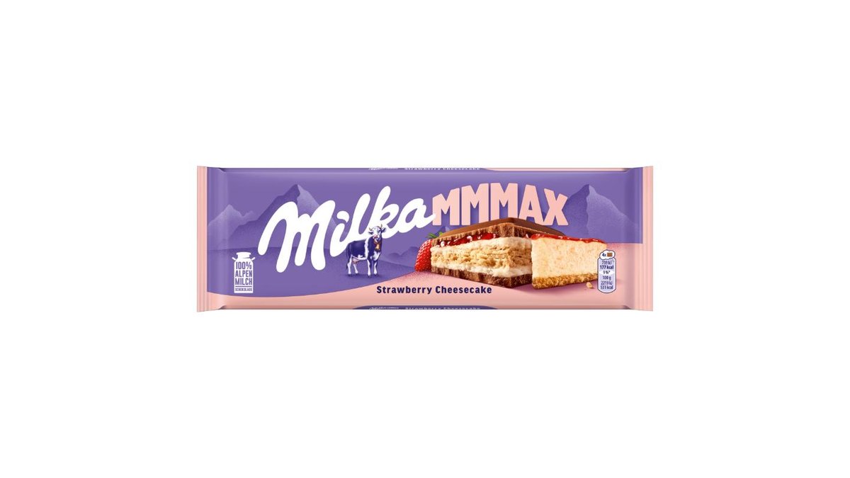 Milka Strawberry Cheesecake mléčná čokoláda z alpského mléka se sušenkou a jahodovou náplní 300 g