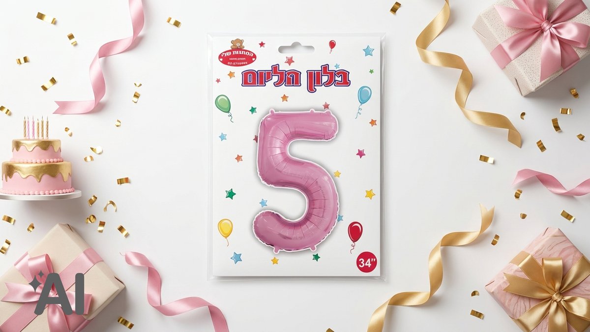 בלוני מספרים ללא הליום ורוד-5