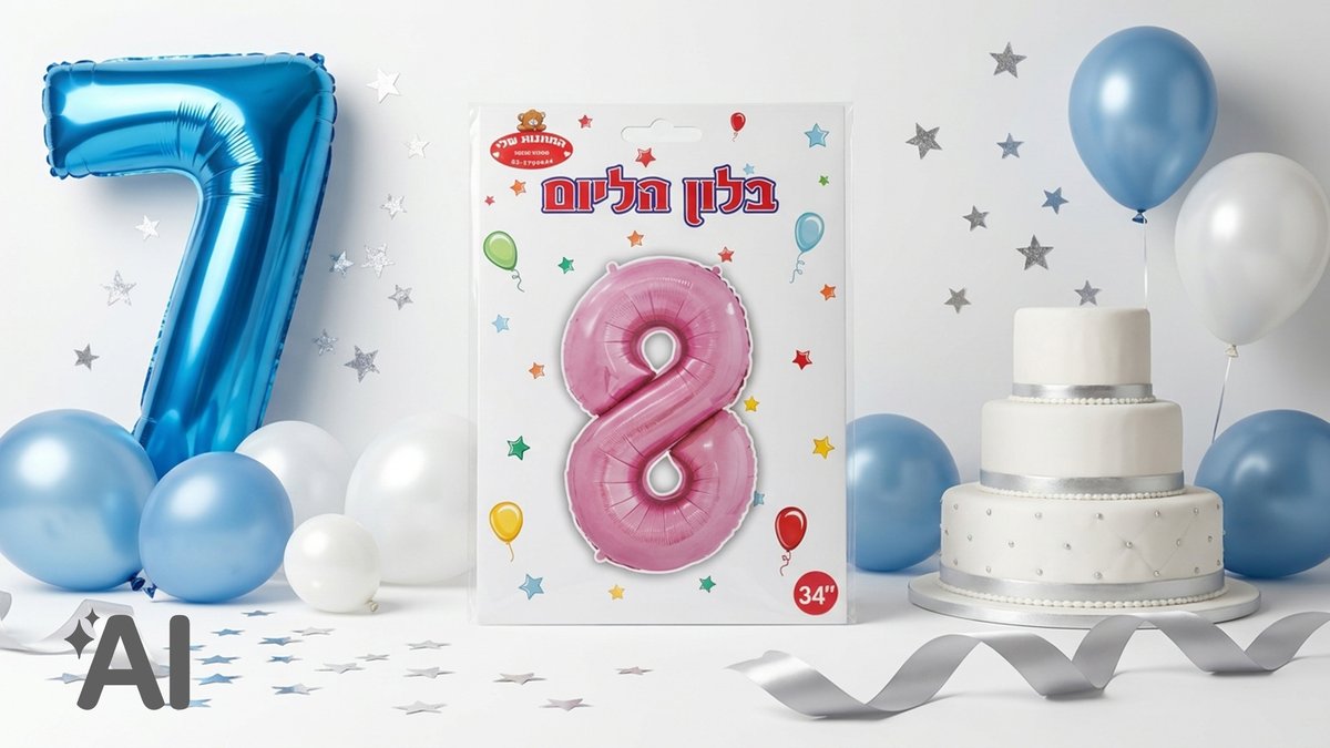 בלוני מספרים ללא הליום ורוד-8