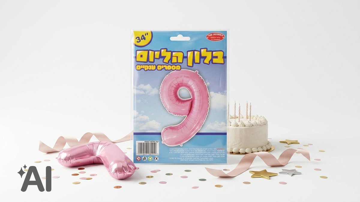 בלוני מספרים ללא הליום ורוד-9