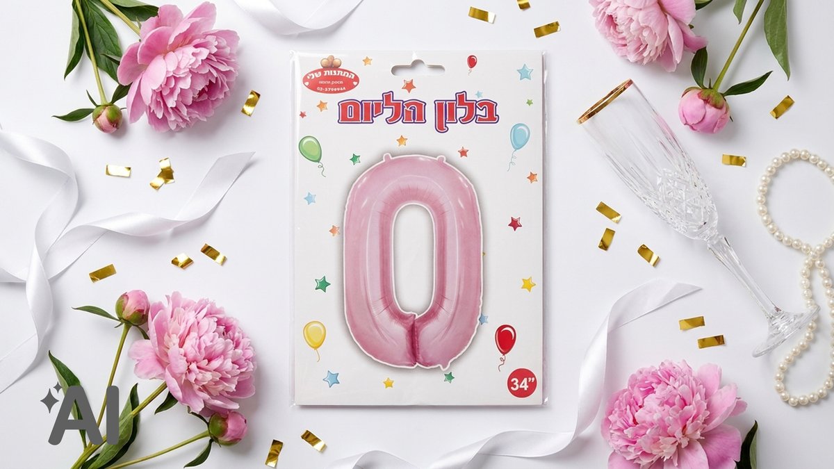 בלוני מספרים ללא הליום ורוד-0