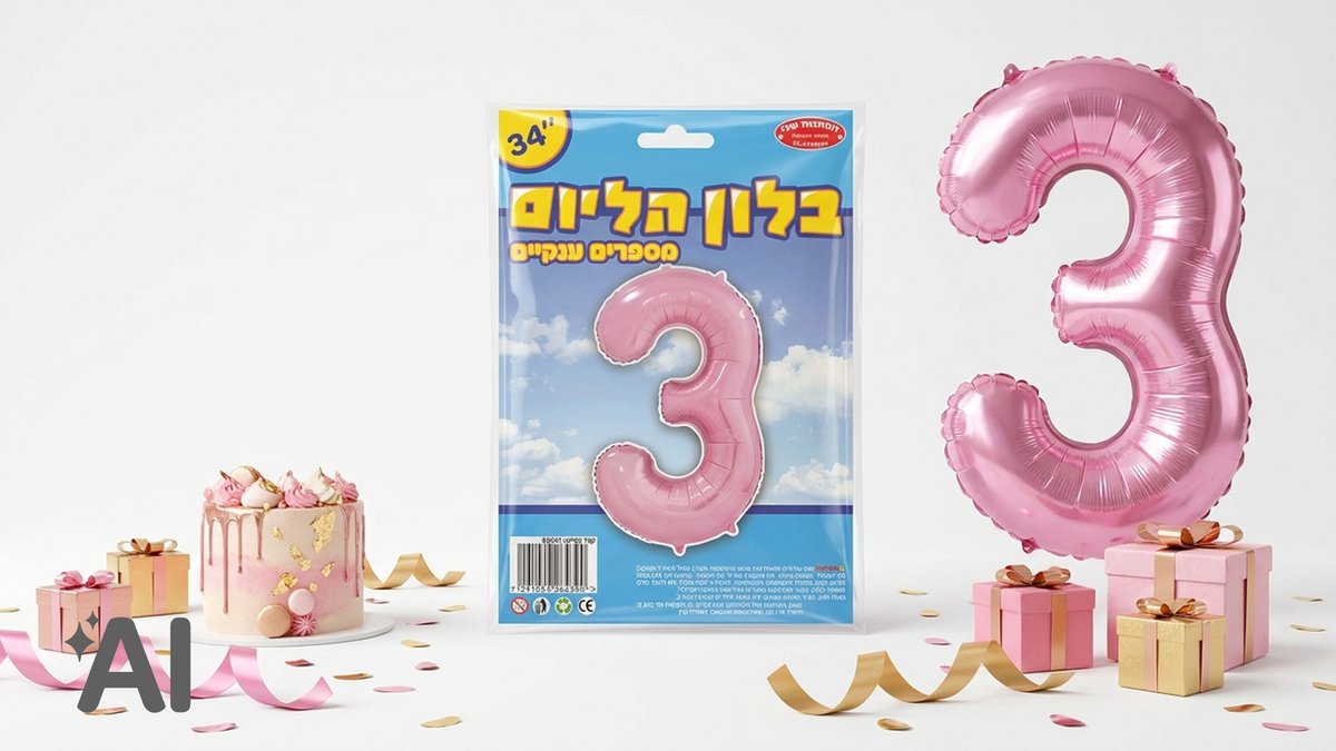 בלוני מספרים ללא הליום ורוד-3