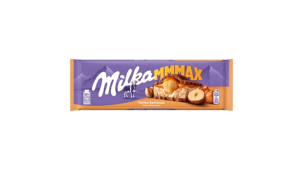 Milka Toffee Wholenut mléčná čokoláda z alpského mléka s karamelovou náplní a lískovými ořechy 300 g