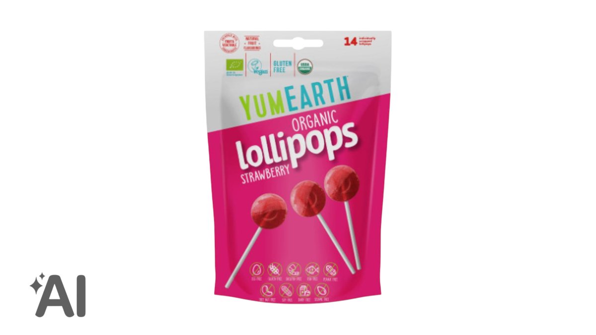 YumEarth Orqanik Çiyələkli Lolipop