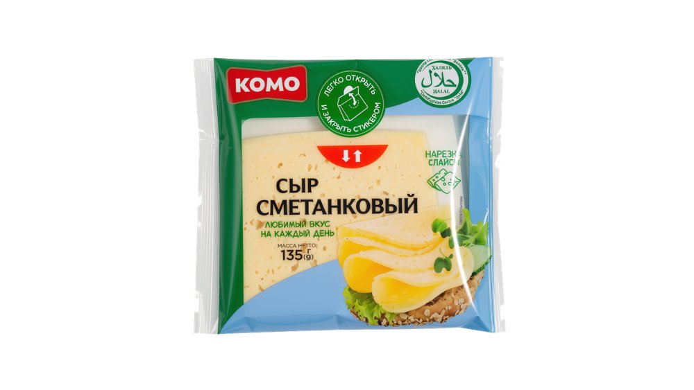Нарезка КОМО Сыр Сметанковый 50% 135г м/у