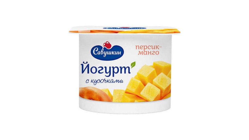 Йогурт САВУШКИН Персик-манго двухслойный 2% 120г