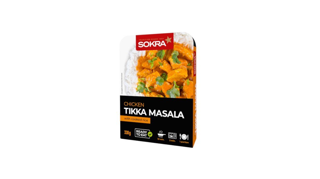 HOT. JÍDLO SOKRA KUŘECÍ TIKKA MASALA S VAŘENOU RÝŽÍ 330g