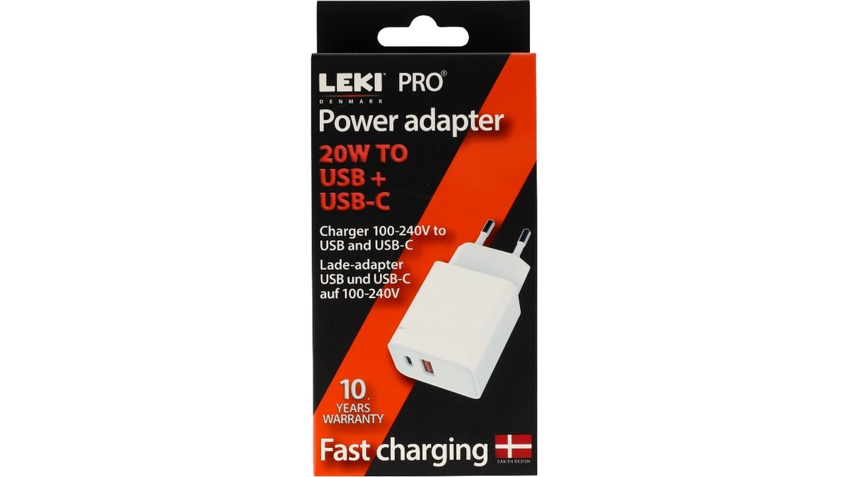 Leki poweradapter 20W hvid