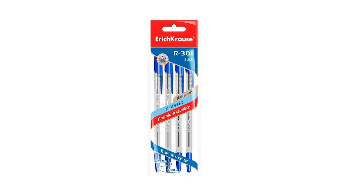 Ручки шариковые R-301 Stick 1,0 мм синие 4 шт 