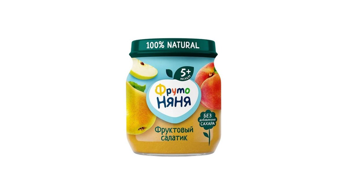 Пюре фруктовое ФрутоНяня Фруктовый салат яблоко-груша-персик 100 г