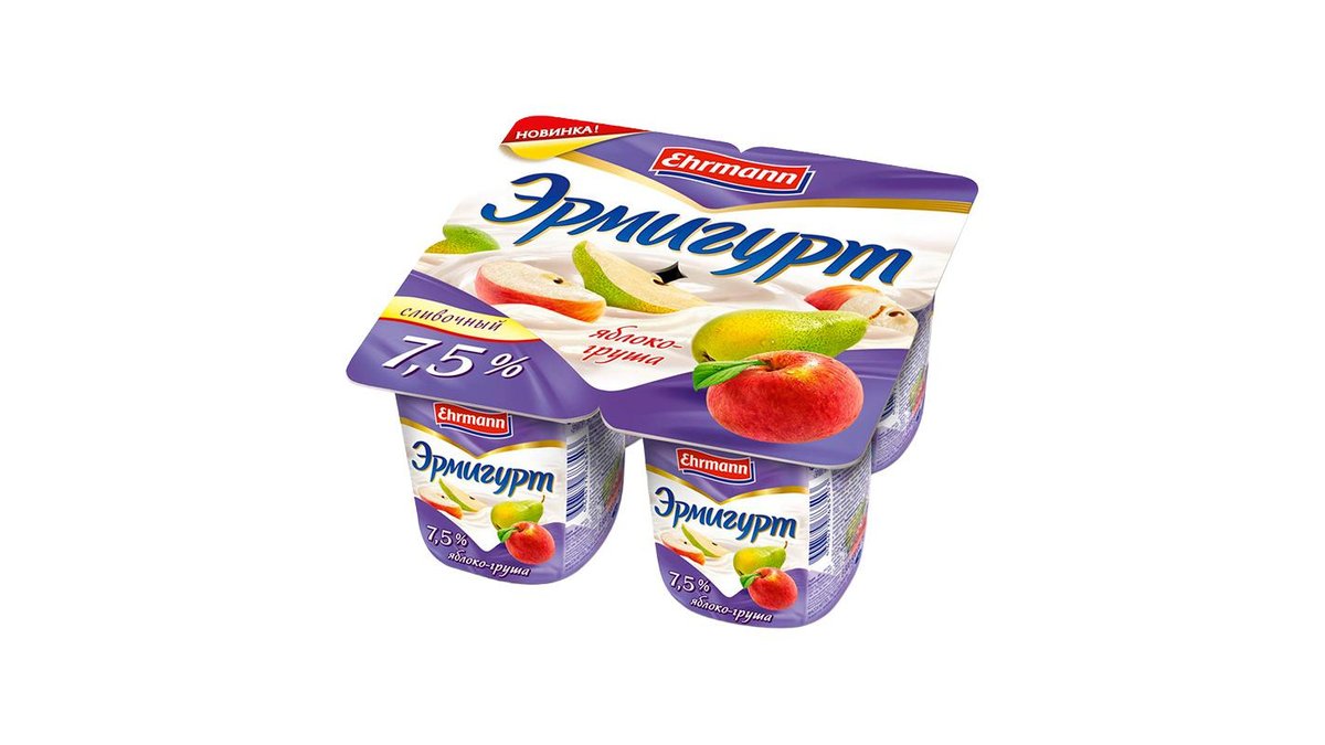Продукт йогуртный Ehrmann Эрмигурт Яблоко 7,5% 100 г