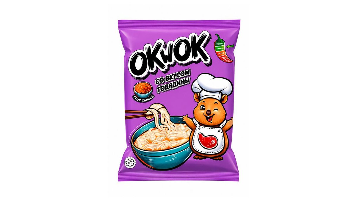 Лапша Okwok с говядиной и соусом сальса 100 г