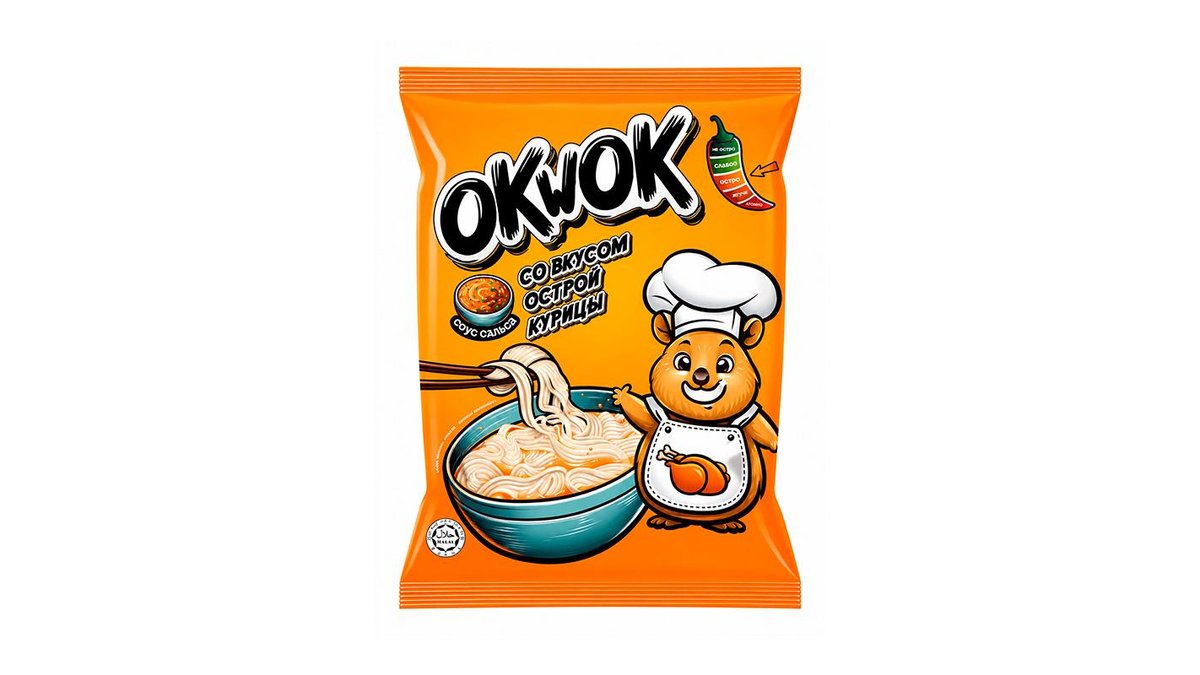 Лапша Okwok с острой курицей и соусом сальса 100 г