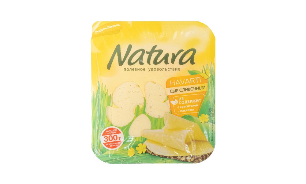 Сыр NATURA СЛИВОЧНЫЙ 45% 300 Г НАРЕЗКА