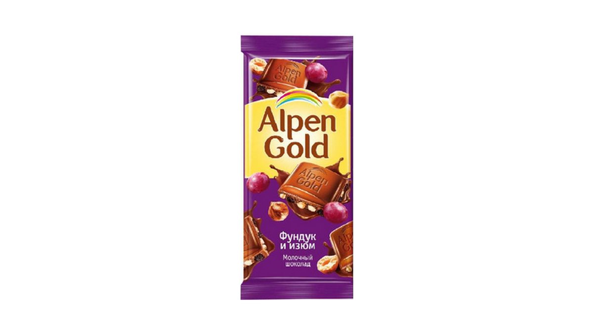 Шоколад Alpen Gold молоч фундук изюм 85 г