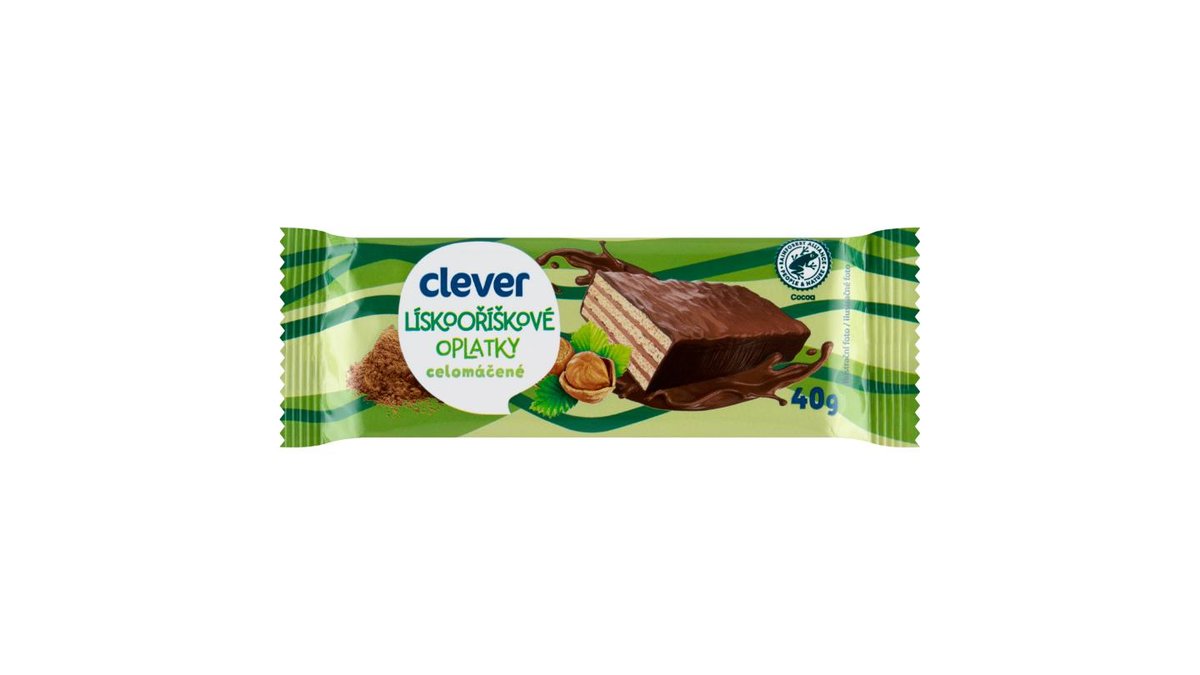 clever Lískooříškové oplatky celomáčené 40g