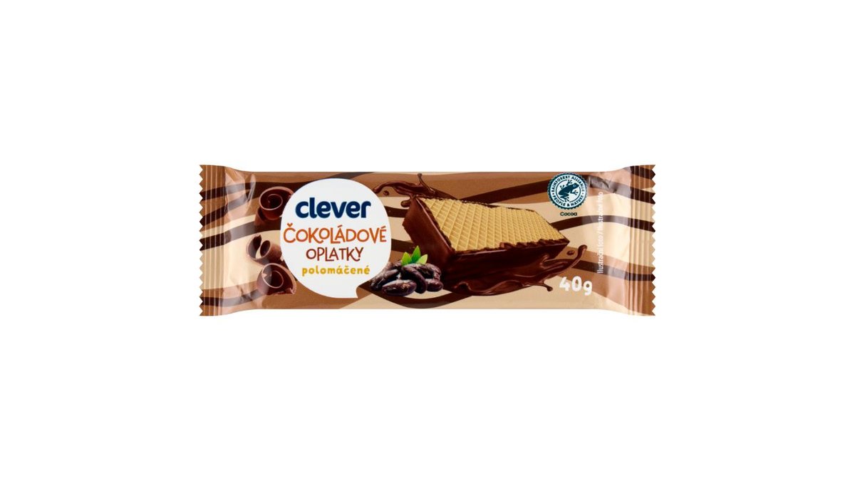 clever Čokoládové oplatky polomáčené 40g