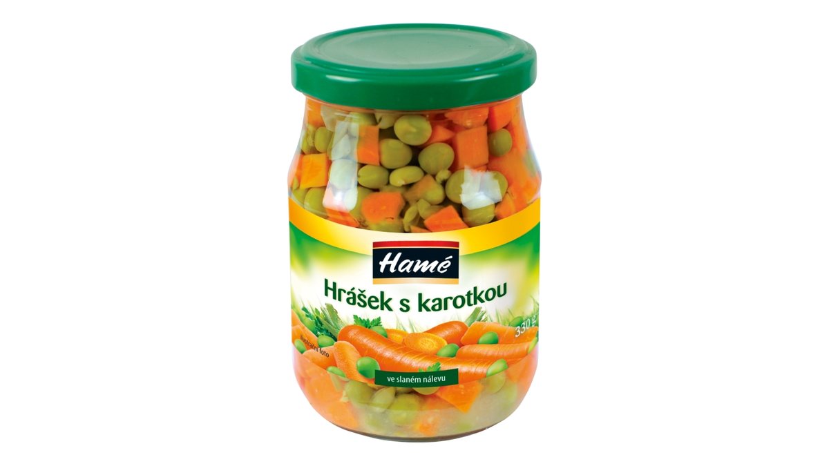 Hamé hrášek s karotkou ve slaném nálevu