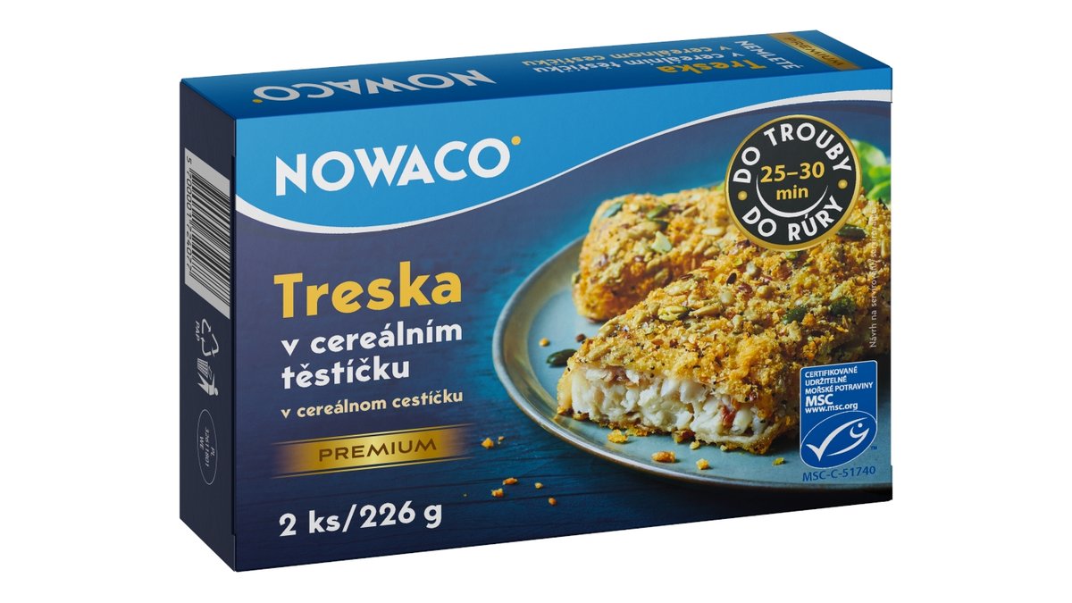 Nowaco treska v těstíčku cereálním premium