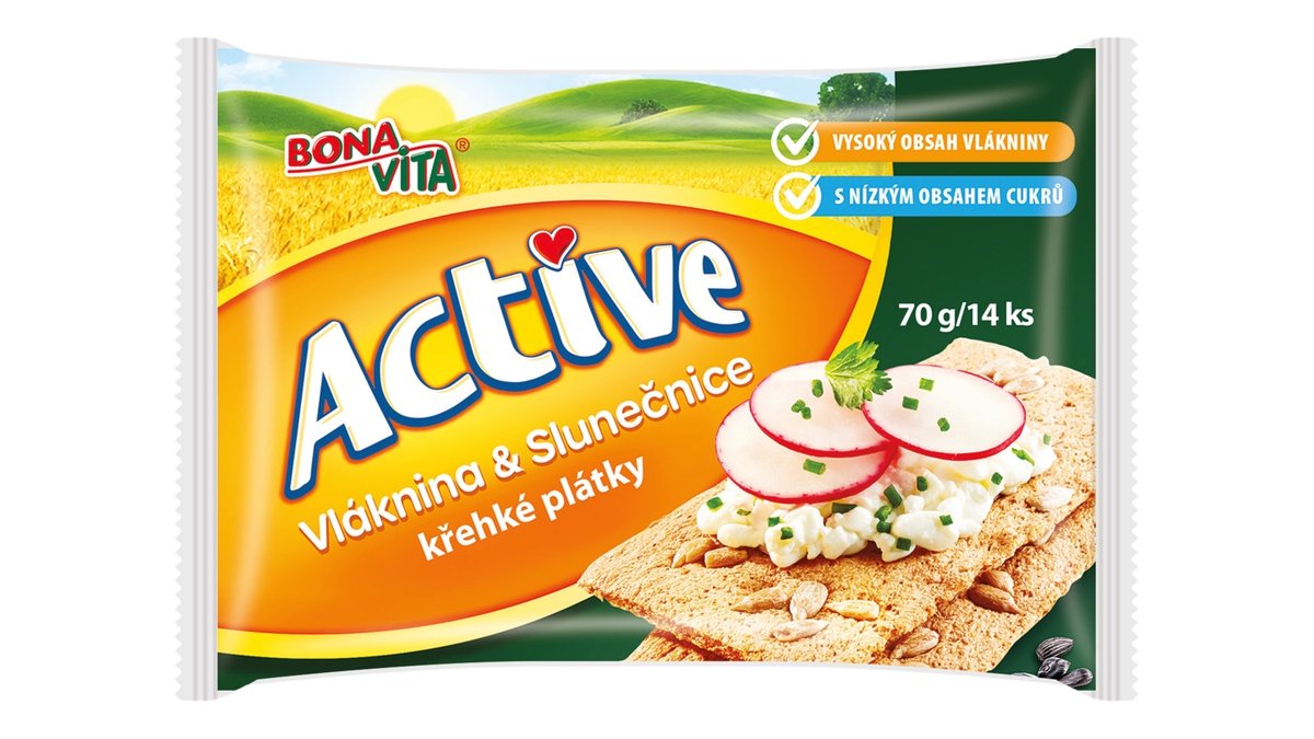 Active křehké plátky vláknina a slunečnice