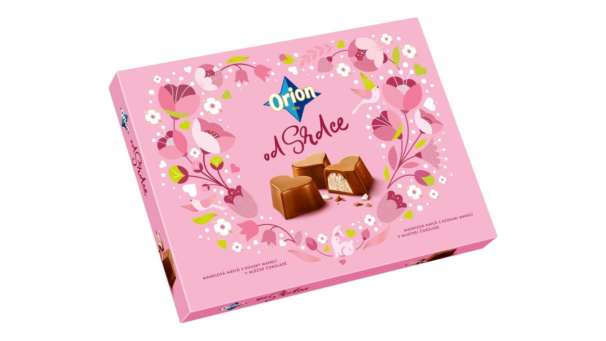 Orion Od Srdce pralinky s mandlemi a náplní