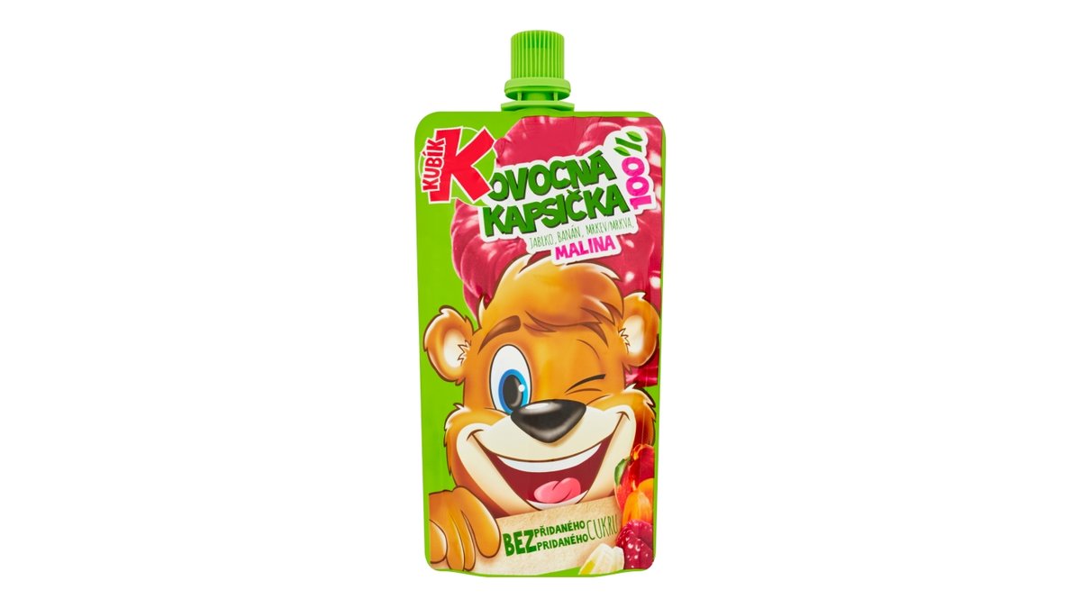 Kubík ovocná kapsička malina, jabl., mrk., ban.