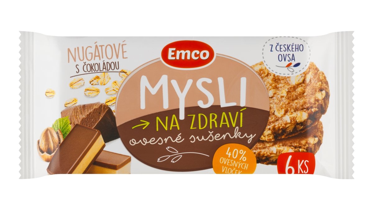 Emco Mysli na zdraví ovesné sušenky nugátové
