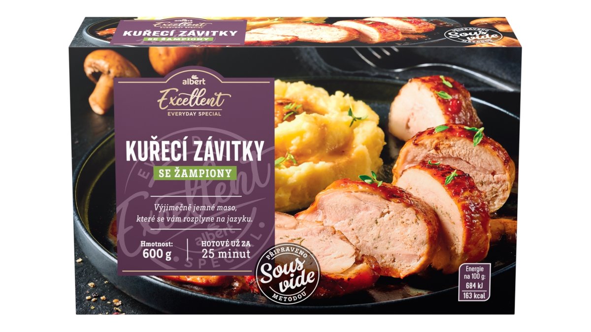 Albert Excellent SousVide Kuřecí závitky sežampiony