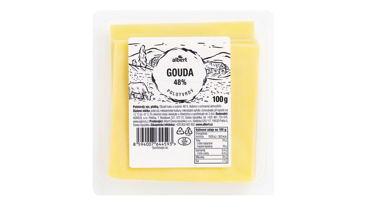Náhled kategorie Albert Gouda 48% plátky