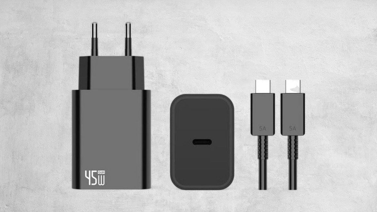 Super Fast Charger With Usb-c To Usb-c Cable 180cm 45w Black